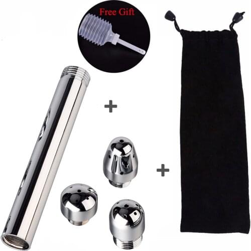 CamaTech 3 Heads Metal Tips Aluminum Enema Shower Vaginal And Anal Cleaning Colonic Douche Cleaner Water Nozzle System Enemator