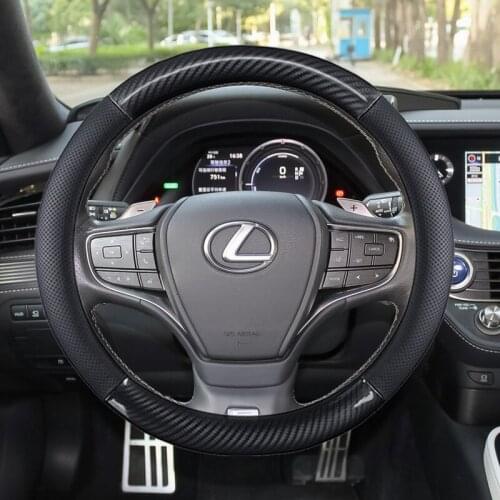 Car Carbon Fiber Leather Steering Wheel Covers Interior Accessories 38cm for Lexus CT LX GX LM IS GS ES LS UX NX RX Car Styling