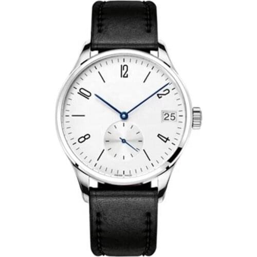 Stainless Steel Case Automatic Mens Watches Leather Strap