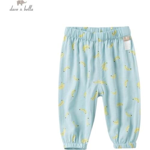 DBJ16314 dave bella summer baby boys fashion cartoon print pants children full length kids pants infant toddler trousers