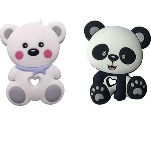 Animal Baby Teether Food Grade Silicone Baby Chew Necklace Teddy Bear Panda Children Toys BPA Free