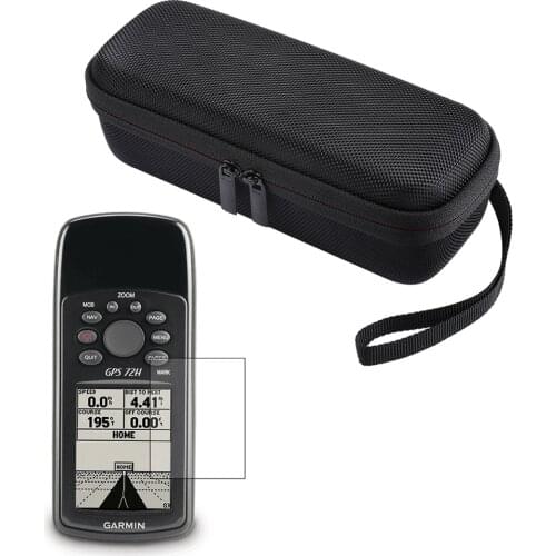 ICKOY Hard EVA Travel Portable Black Case + LCD Screen Protector Shield Film for Garmin GPS 72H Accessories