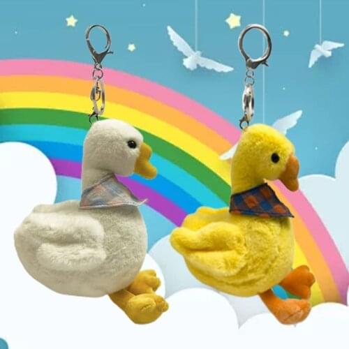Toy Duck Soft Stuffed Scarf Duck Key Rings Plush Animal Bag Charm Pendant Cartoon Doll Keychains Car Key Accessories