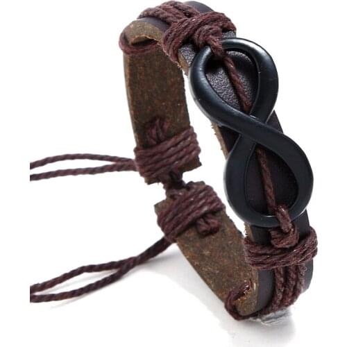 Jessingshow Leather Bracelet Punk Fashion Weave Simple Adjustable Men Bracelet Bangle Cuff Rope Bracelets Jewelry Gift