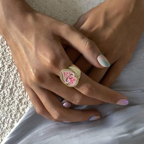 TAUAM Pink Mushroom Ring Most Loved Queen Rings Spring Fine Lucky Jewelry Heart Clouds Rings for Women Gif