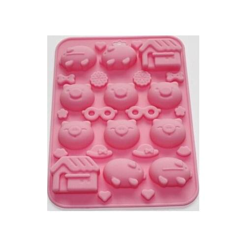 Piggy House Heart Glasses Chocolate Candy Cookie Soap Silicone Mold Fun Maker
