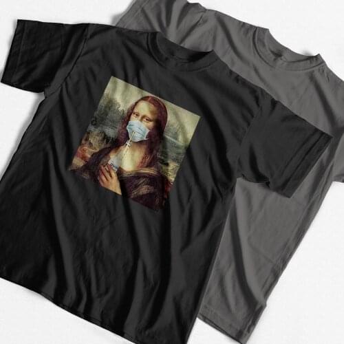 COOLMIND pure cotton funny mona lisa marks print cool men T shirt casual summer fashion men tshirt street wear male tee shirt