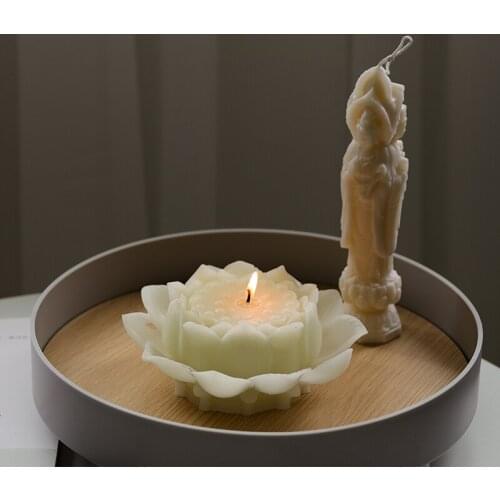 Praying Buddhism big lotus Candle Mold DIY Plaster Molds For Car Decor Aromatherapy Soy Wax Candle Mould
