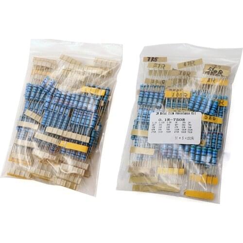 2W Metal Film Resistor 1% Assorted set,set of colored ring resistance assortment Kit 33R 39R 47R 56R 75R 1k 10K 100K 2K 20K 200K