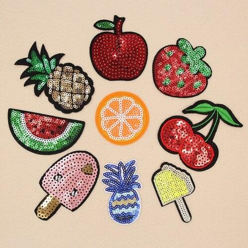 Computer Sequins Embroidered Sticker Iron On Clothes Bag Shoes Hats Accessories Fruits Appliques Diy Coat Jeans Patches