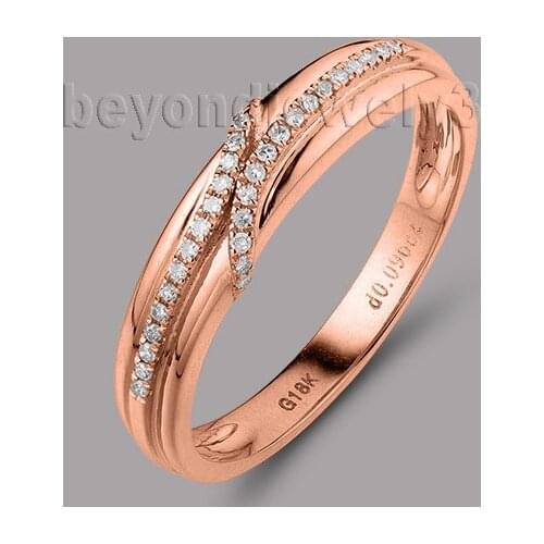 New Arrival!!!Solid 18Kt Rose Gold Natural Dia Engagement Wedding Band Ring SR0040
