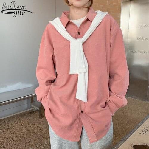 Solid Turn Down Collar Vintage Women Blouse and Tops New Cotton Plus Size Shirts for Women Long Sleeve Female Shirts 12812