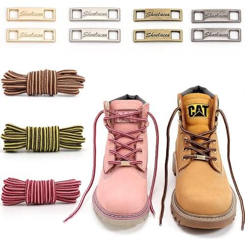 Striped Double Color Shoelaces Outdoor Sneakers Shoe laces Martin Cotton Tooling Boots Shoelace White Shoes Lace Strings 1Pair