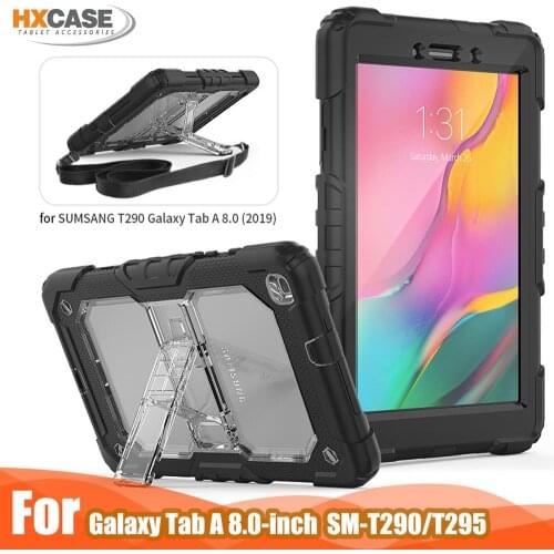 HXCASE Practical shoulder belt transparent clear case For samsung galaxy tab a 8 t290 t295 2019 cases