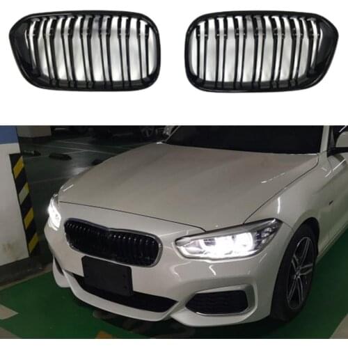 1Pair Car Grilles Glossy Black Front Bumper Grills 51137371685 51137371686 for BMW 1 Series F20 15-16