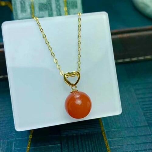 Shilovem 18K yellow Gold Natural south Red agate pendants no necklace fine Jewelry classic gift plant gift new mymz9.5-a10nh