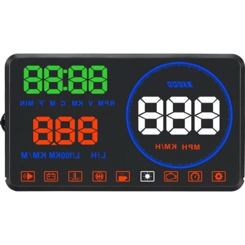 Overspeed alarm Distance measurement Smart 5.5 inch HD HUD display Windscreen Projector OBD2 and EUOBD M9 Car head up display