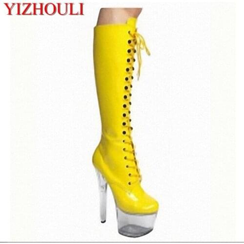 Sexy 17cm ultra high-heeled shoes platform shoes fashion open toe boots 7 inch womens motorcycle boots