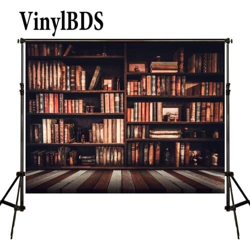 VinylBDS Photo Background Vintage Book Shelf Photo Estanteria Infantil for Kids Old Wooden Floor Background for Photo Studio