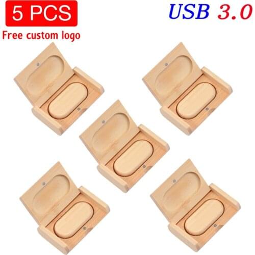 5 PCS/LOT USB 3.0 High speed USB Flash Drive wooden Box Free Personal Custom Logo Pen drive 8GB 16GB 32GB 64GB Pendrive U disk
