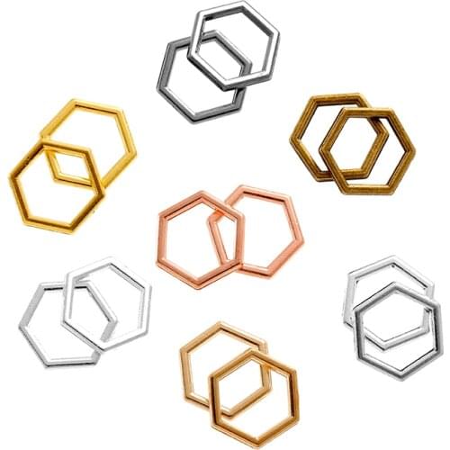 YuenZ 10pcs 7Color Mini hexagon Charm Hollow Glue Blank Pendant Tray Bezel Charms DIY Bracelet Necklace Handmade Bezel Mold