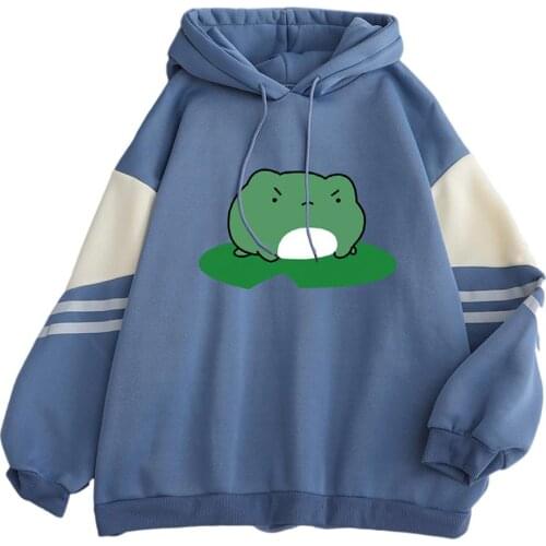 Kawaii Frog Funny Cartoon Harajuku Hoodies Boy Girl Winter Warm Cute Sweatshirt Loose Long Sleeve Korean Style Hoody Female