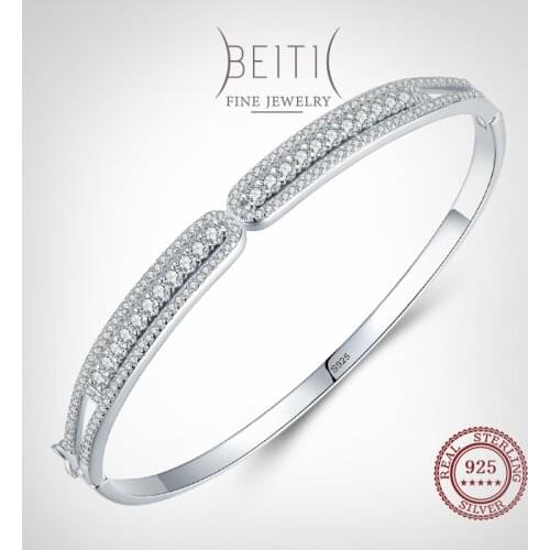 Beitil 100% 925 Sterling Silver Exquisite Clear Zircon Bracelets For Women Wedding Engagement Elegant Jewelry Gift