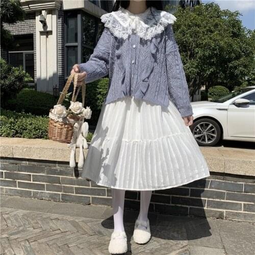 Japanese Sweet Kawaii College Style Loose Hollow Out Knitting Women Sweater 2020 New Autumn V-Neck Lady Sweaters Outerwear Mujer