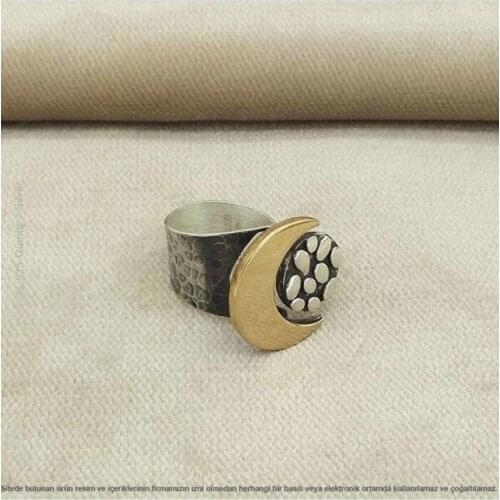 Ladies Hand Handwork the Moon the stars sterling Silver Authentic Women 'S Ring