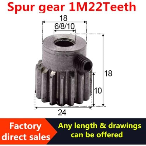 1pcsMod 1 M=1 CNC Spur Gear pinion 22T 22Teeth Right Teeth positive gear 45# steel gear rack transmission RC