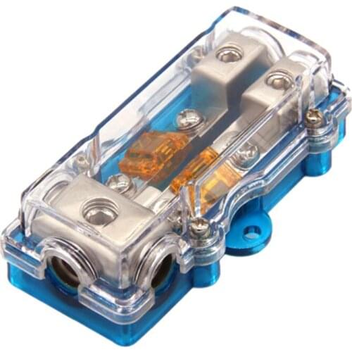 1pcs Car Audio Refit 2way pure copper 4/8 10 Ga Wire With 1 in 2 out Fuse Holder For Auto Amplifier 60 a circuir breaker