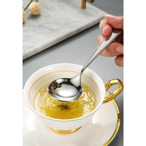 1Pcs Cute Stainless Steel Round Spoon Family Soup Spoon Kitchen Cooking Spoon Dinnerware Dropshipping