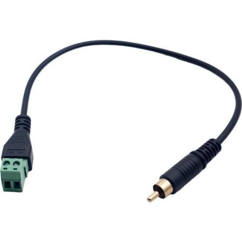 1pc Phono RCA Male Plug to AV Screw Terminal Audio/Video Speaker Wire Connector Solderless Adapter Cable 33cm