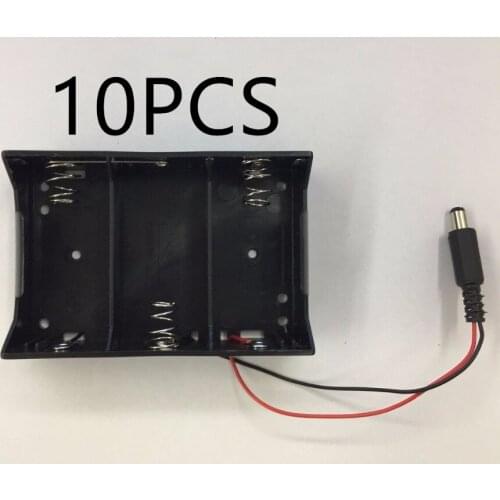 10pcs/lot 3 Pack D Size Battery Case Holder 3 x 1.5V Battery Storage Box with 5.5*2.1mm DC Plug