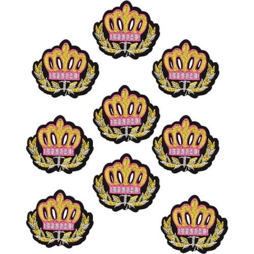 10PCS Golden Crown Clothing Patches Iron Embroidered Badge Patch for Clothes Sewing Accessories Applique DIY Jeans Coat Shoes