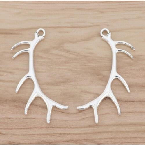 10 Pieces Large Deer Horn Antler Charms Pendants for Jewellery Making 68x33mm