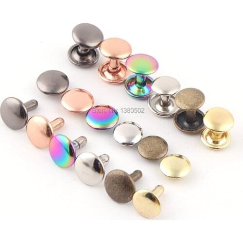 100sets/lot 10*12mm 6 Colors rainbow rose gold gold Metal Double Cap Rivet Stud Bag Belt Garment Rivets decoration accessories