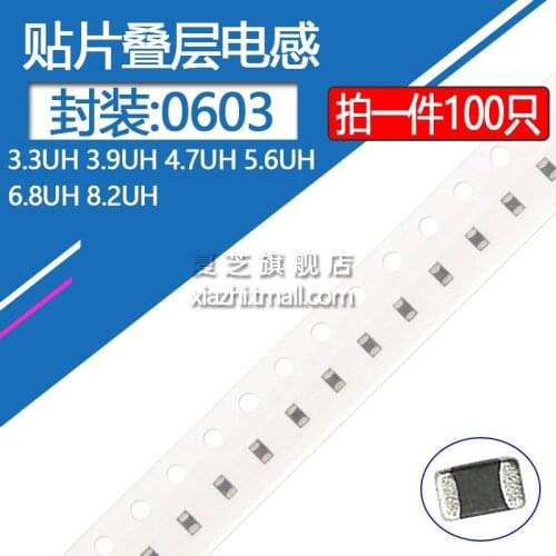 100pcs/lot 0603 SMD laminated inductor 3.3UH 3.9UH 4.7UH 5.6UH 6.8UH 8.2UH accuracy 10