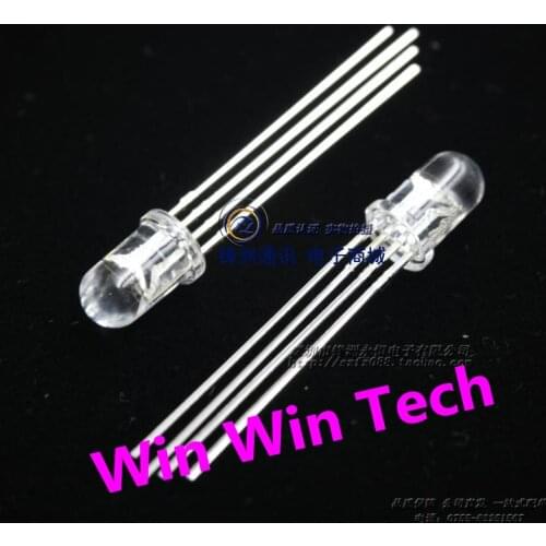 100PCS There are a total of 5MM four LED highlighted full-color RGB RGB controllable colorful lights / transparent Diodes