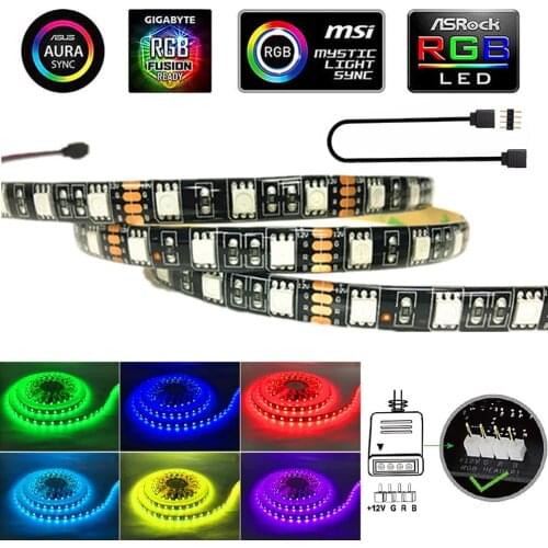 12V 5050 RGB Black LED Strip 4Pin LED Headers For PC / Computer Case / RGB Strip Mainboard Control Panel RGB-Header (+12V,G,R,B)