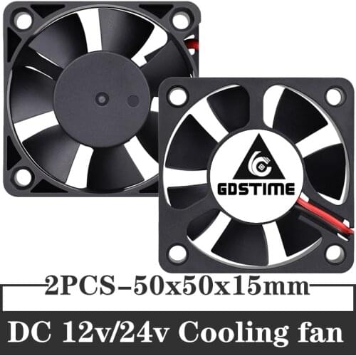 2Pcs Gdstime DC 12v 24v 2 Pin 5015 5CM 50mm 50x50x15mm 3D printer parts cooling fan