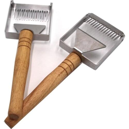2 pcs Beekeeping honey uncapping bee scraper stainless steel cutter wooden handle fork honeycomb cutting bees tools supplies