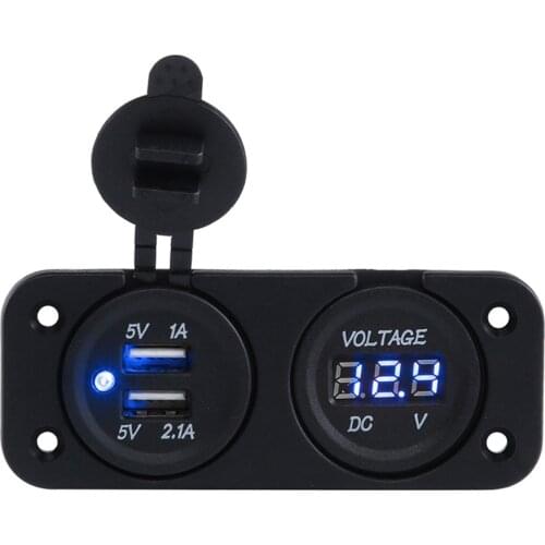 3.1A 5V Dual double USB Car Cigarette Voltmeter Socket For Car Boat RV