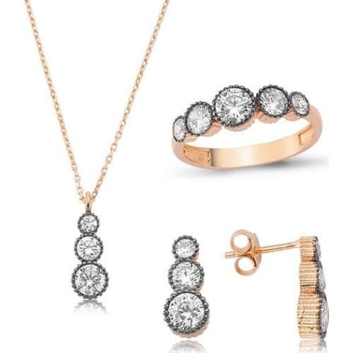 925 Sterling Silver Five Stones Diamond Set for Women