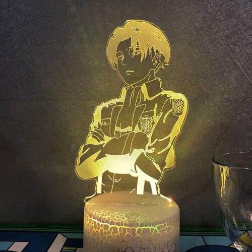 Acrylic Table Lamp Anime Attack on Titan for Home Room Decor Ornament Kid Child Gift Captain Levi Ackerman Figure Night Light