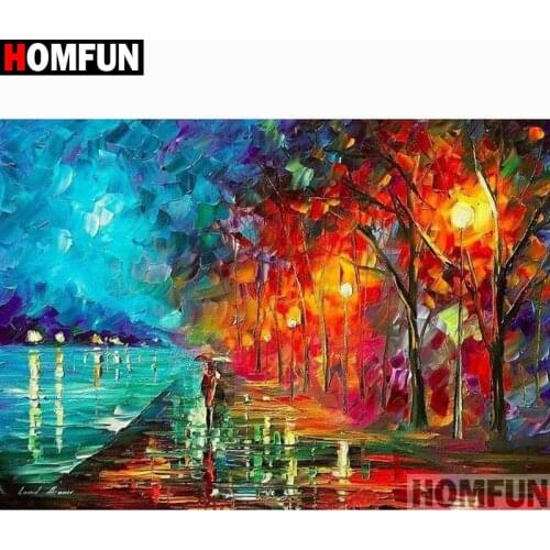 HOMFUN Full Square/Round Drill 5D DIY Diamond Painting "Oil painting road" Embroidery Cross Stitch 5D Home Decor A15802