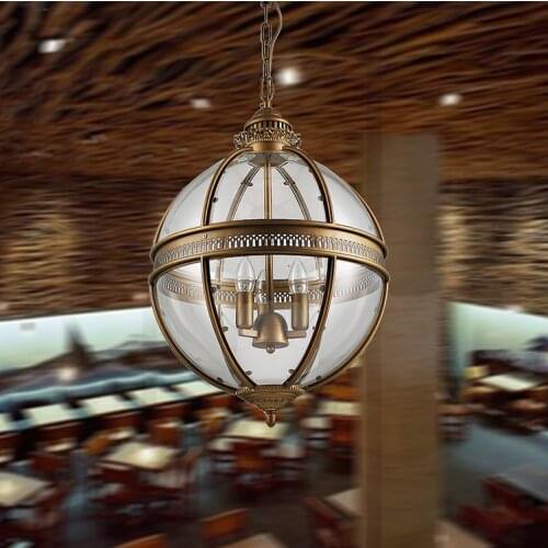 Loft American Country Pendant Lights led retro iron lamp personalized globe creative living room Victoria Pendant lamps