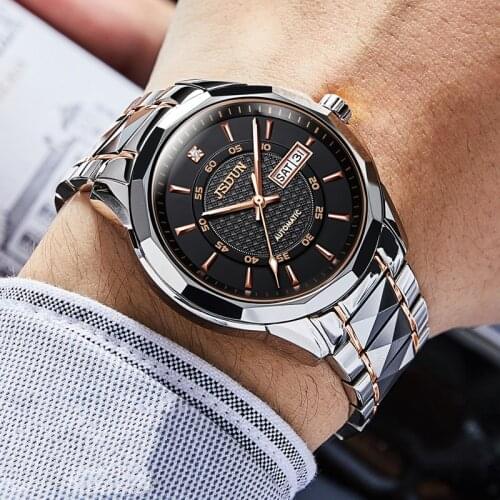 JSDUN automatic mechanical mens watch fashion movement Top brand new Submariner Tungsten steel business Watch luxury men