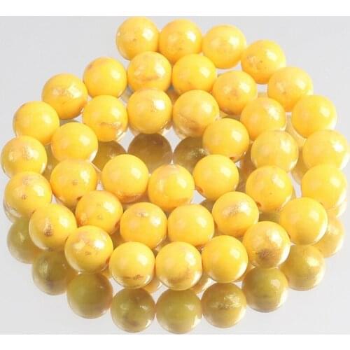 Yellow Lapis Lazuli Jades Stone Beads Round Loose Spacer Beads For Jewelry Making DIY Bracelet Accessories 4/6/8/10/12mm 15