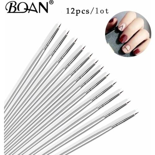 BQAN 10mm Professional Drawing Pen Nail Liner Nail Art Brush Set 0# 12pcs/set